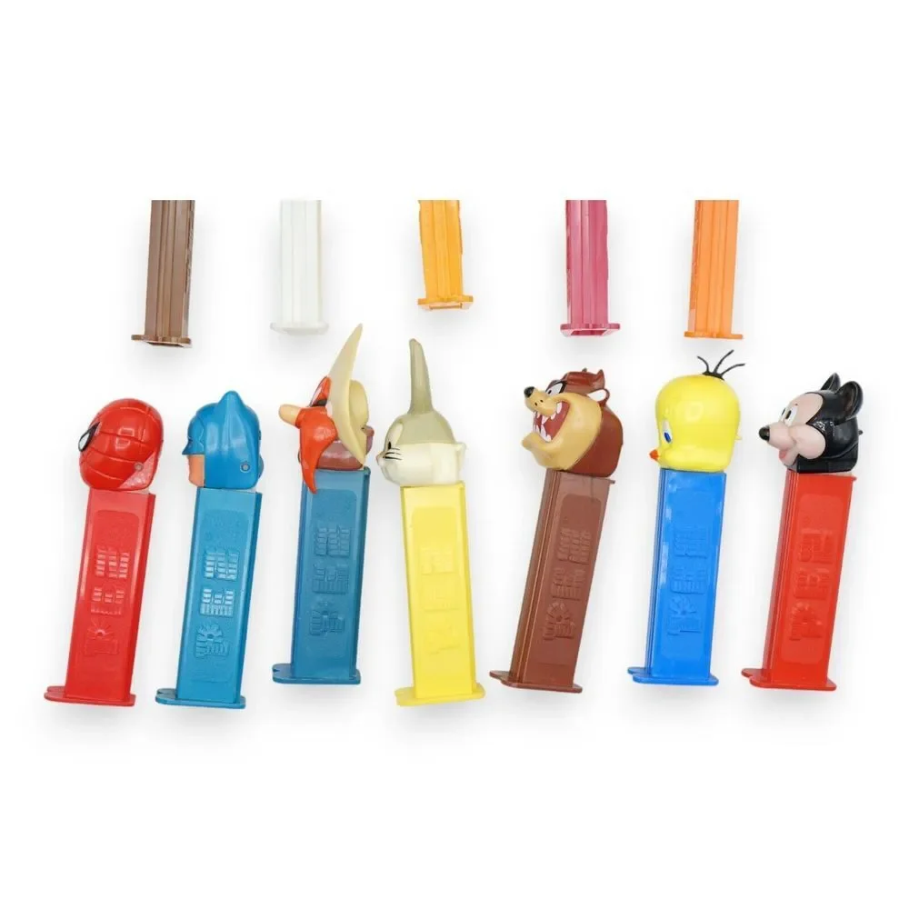 Vintage 90s Pez Dispenser Set of 12 ~ Sam, Batman, Bunny, MIckey Collectionables